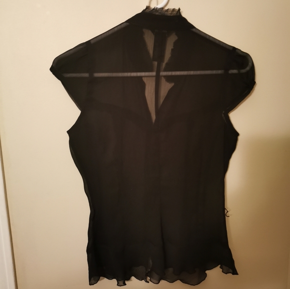 GUESS black short sleeved blouse see-through S - Picture 9 of 9